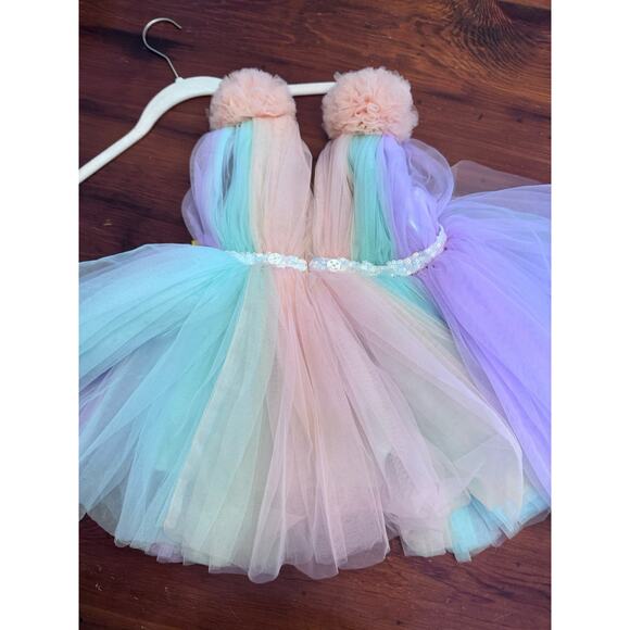 Baby Girls Tulle pom pom Unicorn Birthday Party Dress Size 1 Year - Picture 8 of 16